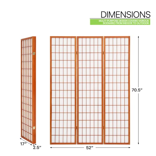 Magshion 5.9ft Folding Screen Room Divider Oriental Furniture 3-Panel Shoji Room Partitions and Dividers Wooden Grid Screen Wall Divider for Business Restaurant Privacy Screens