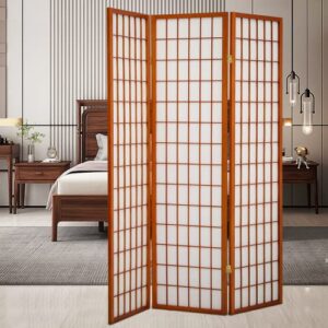 Magshion 5.9ft Folding Screen Room Divider Oriental Furniture 3-Panel Shoji Room Partitions and Dividers Wooden Grid Screen Wall Divider for Business Restaurant Privacy Screens