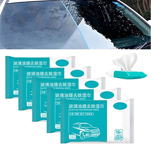 Car Glass Oil Film Removal Wipes, Car Glass Oil Film Cleaner, Oil Film Remover for Car Window, Glass Cleaner Wipes for Car Windows (75PCS)