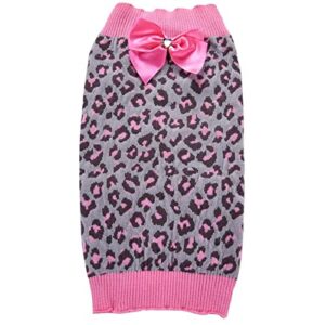 honprad x small dog sweaters puppy leopard bowknot puppy pink pet winter cute sweater pet clothes girl small dog clothes
