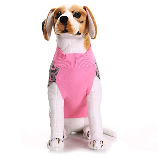 HonpraD X Small Dog Sweaters Puppy Leopard Bowknot Puppy Pink Pet Winter Cute Sweater Pet Clothes Girl Small Dog Clothes