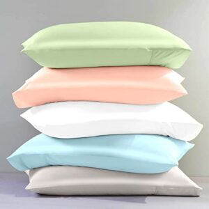 LLANCL Cooling Pillow Cases Queen Size - Silky Cooling Pillowcase Set of 2, Soft & Breathable Pillow Covers with Envelope Closure,20x30 inches(Cooling Pillowcase 20" x 30" Green)