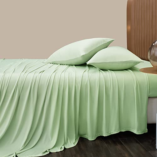 LLANCL Cooling Pillow Cases Queen Size - Silky Cooling Pillowcase Set of 2, Soft & Breathable Pillow Covers with Envelope Closure,20x30 inches(Cooling Pillowcase 20" x 30" Green)