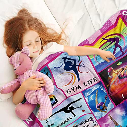 Gymnastics Gifts for Girls - Gymnastics Lovers Kids Blanket Room Decor - Gymnastics Party Decorations, Gymnastics Birthday Party Gift Gymnast Ideas for Teens Kids Daughter Granddaughter 50"x40"