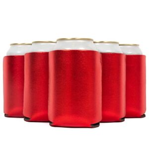 qualityperfection can cooler sleeve (12 pack) neoprene 12 oz collapsible cooler can cover, insulated cans coolies, 4mm thick beer cover & soda can holders, blank drinks coolers (metallic red)