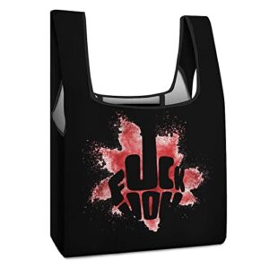 fuck you printed reusable grocery bag with handle foldable shopping tote bags portable for supermarket camping
