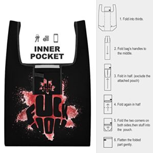 Fuck You Printed Reusable Grocery Bag with Handle Foldable Shopping Tote Bags Portable for Supermarket Camping