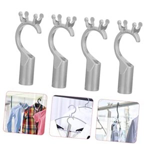 NOLITOY 4pcs Cloths Replacement Utility Accessories Fork Area Steel Clothes Display Stick Pole Rack Home Hangers Silver Reaching Support Clo Rail for Decor Hanging Rod Retail High