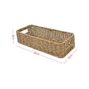 STOBAZA 2pcs Bins Daily Weave Capacity Seagrass Woven Tabletop Topper Willow Organizer Storage Organizing Hyacinth Toilet Desktop Rectangular Handles Wicker Basket Sundries Office Rustic