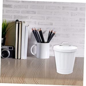 ORFOFE 2pcs Plant Storage Galvanized Door Container Mini Paper Farmhouse Vase Trash Bin with Cute Brush Milk Cans Household Recycling Tabletop Room Iron Tin Can Metal Kitchen Simple