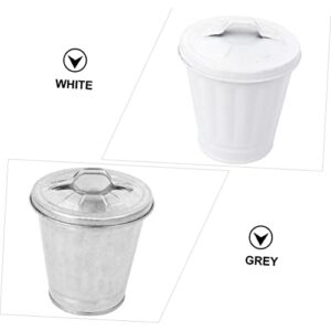 ORFOFE 2pcs Plant Storage Galvanized Door Container Mini Paper Farmhouse Vase Trash Bin with Cute Brush Milk Cans Household Recycling Tabletop Room Iron Tin Can Metal Kitchen Simple