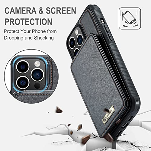 Strapurs iPhone 13 Pro Max Wallet Case with RFID Blocking, Card Holder, Shockproof PU Leather, Vertical Flip Stand, Black