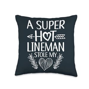 lineman gifts for men with sayings line worker linesman girlfriend lineman wife throw pillow, 16x16, multicolor