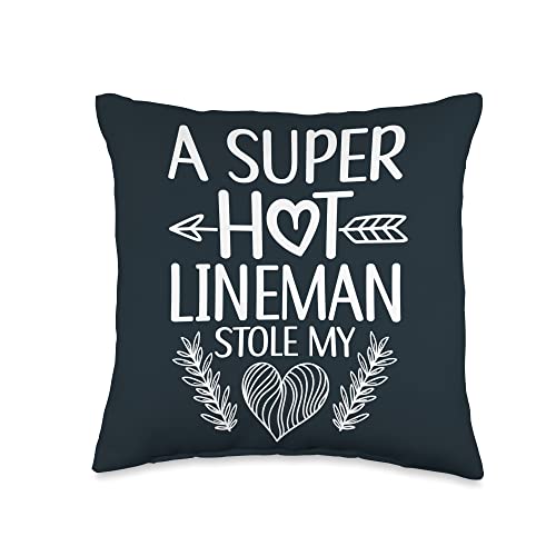 Lineman Gifts for Men with Sayings Line Worker Linesman Girlfriend Lineman Wife Throw Pillow, 16x16, Multicolor