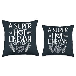 Lineman Gifts for Men with Sayings Line Worker Linesman Girlfriend Lineman Wife Throw Pillow, 16x16, Multicolor