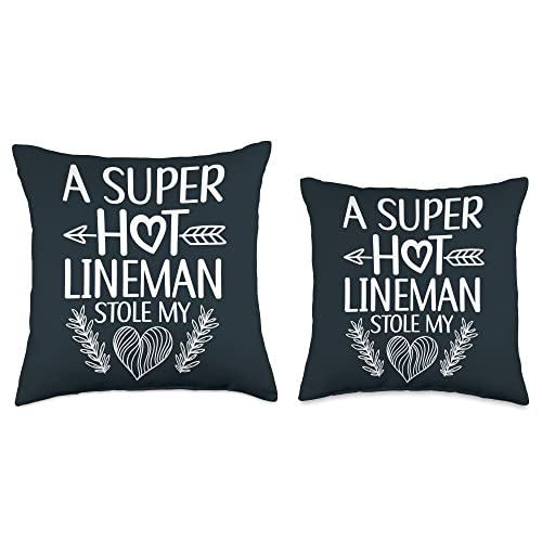 Lineman Gifts for Men with Sayings Line Worker Linesman Girlfriend Lineman Wife Throw Pillow, 16x16, Multicolor