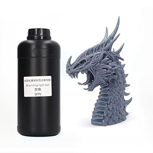 Curing Rigid Resin, Low Shrinkage High Accuracy 1000ml Stretch Resistant 3D Printer Resin with Less Odor for Desktop Models(Grey)