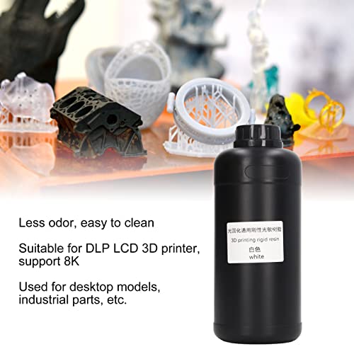 Curing Rigid Resin, High Accuracy 1000ml Stretch Resistant 3D Printer Resin for Industrial Parts(White)