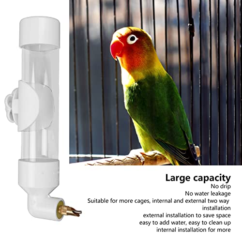 VINGVO Bird Automatic Drinking Device, Bite Pin Spout Bird Drinking Water Bottle Large Capacity Safe for Small Medium Large for Bird Cage Accessories (White)