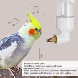 VINGVO Bird Automatic Drinking Device, Bite Pin Spout Bird Drinking Water Bottle Large Capacity Safe for Small Medium Large for Bird Cage Accessories (White)