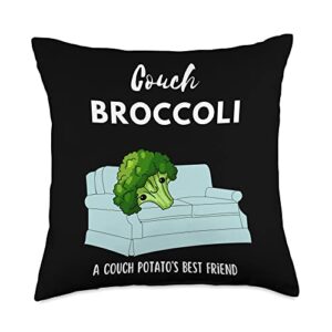 funny couch potato bffs funny broccoli, couch potato's best friend throw pillow, 18x18, multicolor