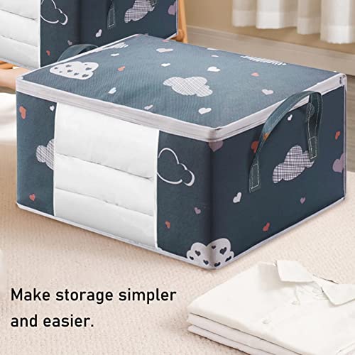 72L Large Comforter Storage Bag Storage Bins with Lids, Closet Folding Organizer Bag for King/Queen Comforters Pillows Blankets Bedding Quilt Duvet, Mothproof Space Save, 24 x 16 x 12'' (10 Pack)