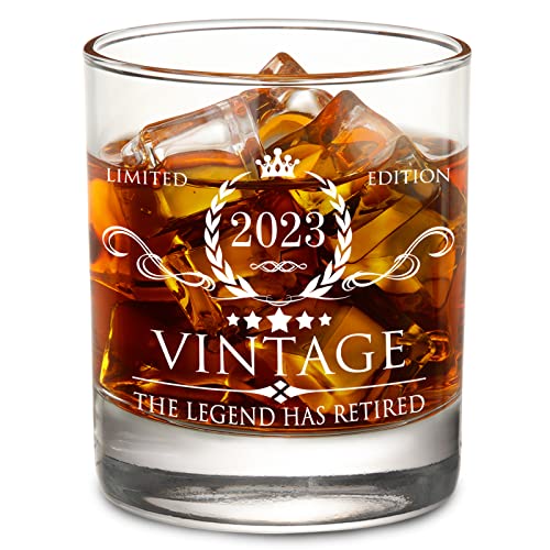 AOZITA Retirement Gifts for Men 2023 Whiskey Glass - The Legend Has Retired 2023 - Limited Edition Retirement Gifts Idea for Coworkers, Friends, Him/Her - Retirement Party Decorations Supply