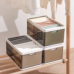 CINPIUK Stackable Storage Bins with Lids, Clear Drawer Organizers for Clothing, Collapsible Storage Bins Closet Drawers for Clothes, Toys, w/ Removable Grids, 3Pcs