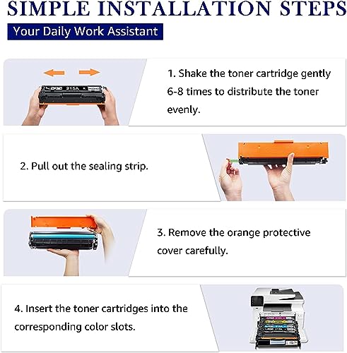 215A Toner Cartridge (with Chip) Compatible Replacement for HP 215A with Laserjet Pro M155a M155nw MFP M182nw M182n M183fw Printer | W2310A W2311A W2312A W2313A (Black Cyan Yellow Magenta, 4-Pack)