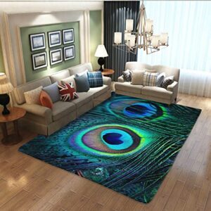 peacock decor rugs beautiful fantastic peacock carpet, modern style living room home decoration carpet, suitable for living room bedroom kitchen dining room non-slip washable 80"x60"