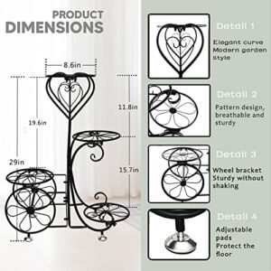 CEFZUM Plant Stand Indoor Outdoor, Metal 4 Tier Plant Shelf Flower Pot Holder Display Racks - Wrought Iron Corner Multiple Planter Rack Organizer for Garden Patio Lawn Balcony Office Black