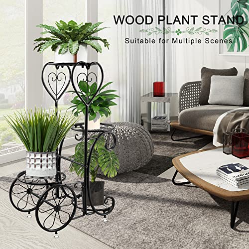 CEFZUM Plant Stand Indoor Outdoor, Metal 4 Tier Plant Shelf Flower Pot Holder Display Racks - Wrought Iron Corner Multiple Planter Rack Organizer for Garden Patio Lawn Balcony Office Black