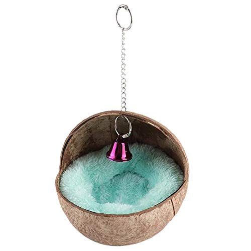 REHOC Coconut Shell Bird Nest House Bed with Warm Pad for Parrot Parakeet Rat Mice Toy Nesting Box