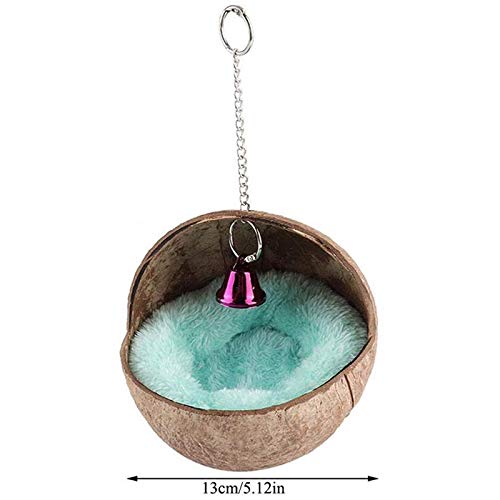 REHOC Coconut Shell Bird Nest House Bed with Warm Pad for Parrot Parakeet Rat Mice Toy Nesting Box