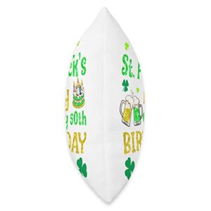 St Patricks Day Shamrocks Beer & Cake It's St Patrick Day & My 50th Birthday Throw Pillow, 18x18, Multicolor