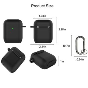 Geeice AirPods 1st 2nd Generation Case Cover with Cleaner kit, 2 in 1 Soft Silicone Protective Cover with Keychain for Women Men Compatible with Apple AirPods 1 2 Charging Case, Black