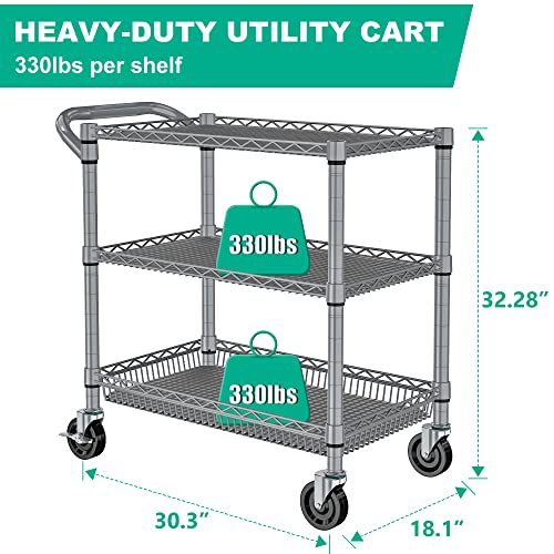 Rolling Utility Cart, Bathroom Organizer, Over The Toilet Storage Shelf