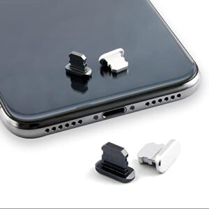 6-Pack Aluminum Anti-Dust Plugs for iPhone 13 12 Pro Max 11 XR XS 7 8 Plus Airpods Dust Cover for Lightning Charging Port with Mini Storage Case (Black)