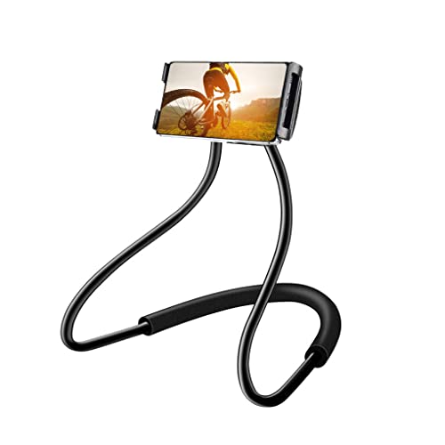 WenffbBou Flexible Universal Mobile Phone Stand, Long Arms Lazy Bracket, Hanging on Neck Universal Mobile Phone Stand for Mobile Phone iPad PC Desktop (Black)