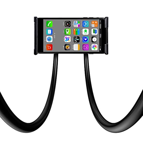 WenffbBou Flexible Universal Mobile Phone Stand, Long Arms Lazy Bracket, Hanging on Neck Universal Mobile Phone Stand for Mobile Phone iPad PC Desktop (Black)