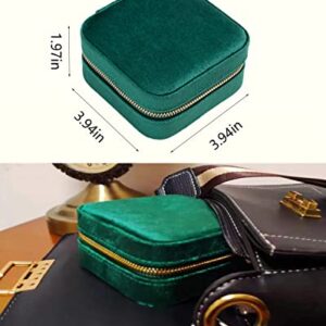 ilycase Velvet Jewelry Box,Travel jewelry Box organizer,Earring Organizer with Mirror,Jewelry Travel Case,travel jewelry box (Green)