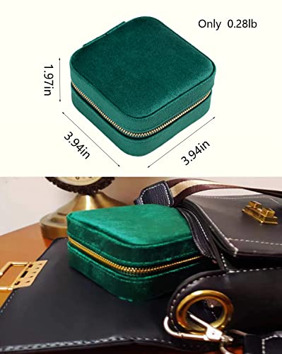 ilycase Velvet Jewelry Box,Travel jewelry Box organizer,Earring Organizer with Mirror,Jewelry Travel Case,travel jewelry box (Green)