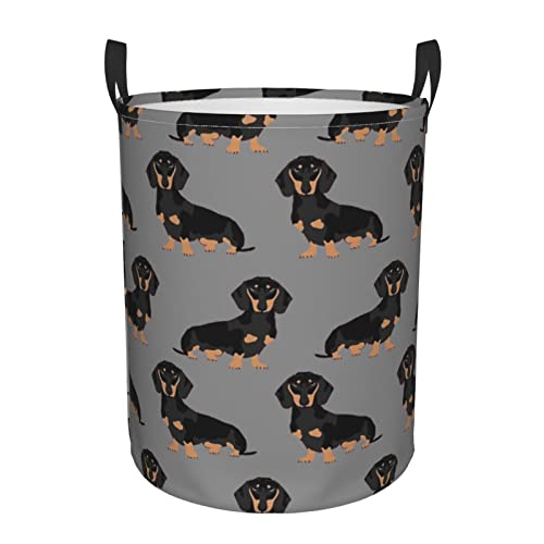 Dachshund Weiner Pet Dogs Printed Laundry Baskets, Round Storage Bins, Organizers, Storage Baskets For Toys And Clothes