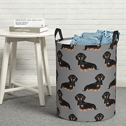 Dachshund Weiner Pet Dogs Printed Laundry Baskets, Round Storage Bins, Organizers, Storage Baskets For Toys And Clothes