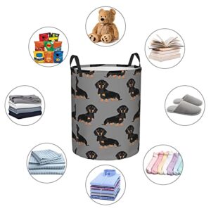 Dachshund Weiner Pet Dogs Printed Laundry Baskets, Round Storage Bins, Organizers, Storage Baskets For Toys And Clothes