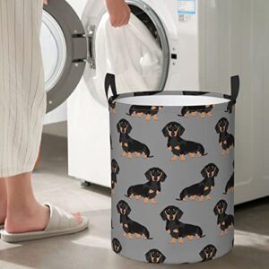 Dachshund Weiner Pet Dogs Printed Laundry Baskets, Round Storage Bins, Organizers, Storage Baskets For Toys And Clothes