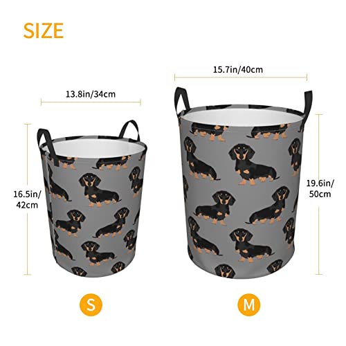 Dachshund Weiner Pet Dogs Printed Laundry Baskets, Round Storage Bins, Organizers, Storage Baskets For Toys And Clothes