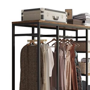 BNSPLY Heavy Duty Clothes Rack with 6 Tier Shelves, Free Standing Garment Rack Clothing Rack with Hanging Rod and 2 Drawers for Hanging Clothes, Industrial Metal Wardrobe Closet Organizer for Bedroom