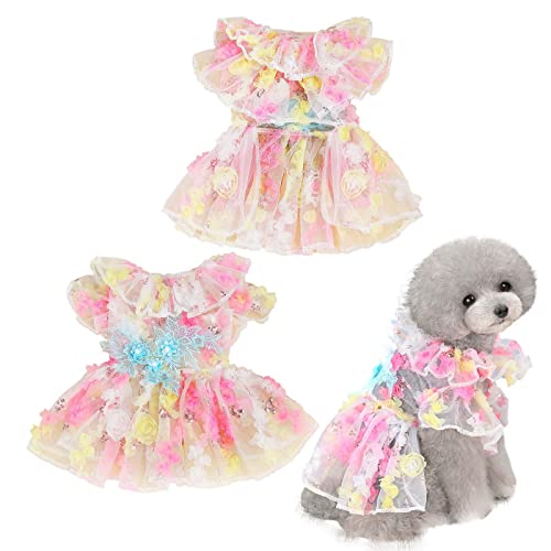 Pet Skirts Dog Clothes Cat Clothing Princess Spring Summer Breathable Wedding Dress Cool Colorful Lace Skirt Pet Clothes