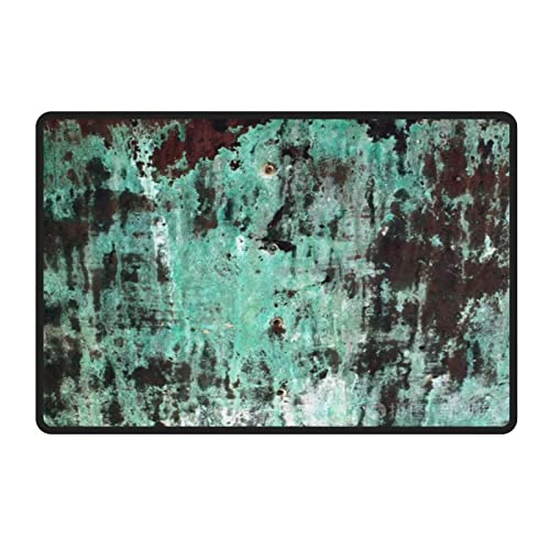 Entryway Mats Rustic Cowhide Brown Teal Western Country Outdoor and Indoor Rug ,24x16 Inch .5x20 Inch Two Size.